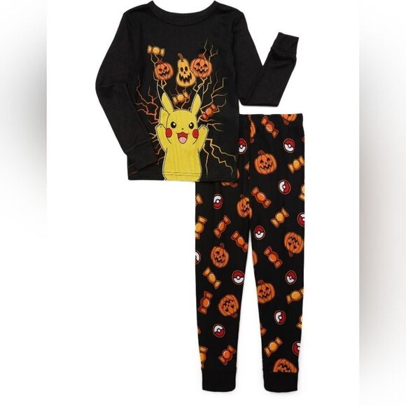 Pokemon Boys Halloween Glow in the Dark Long Sleeve Top and Pants, 2 Pc - Picture 1 of 6